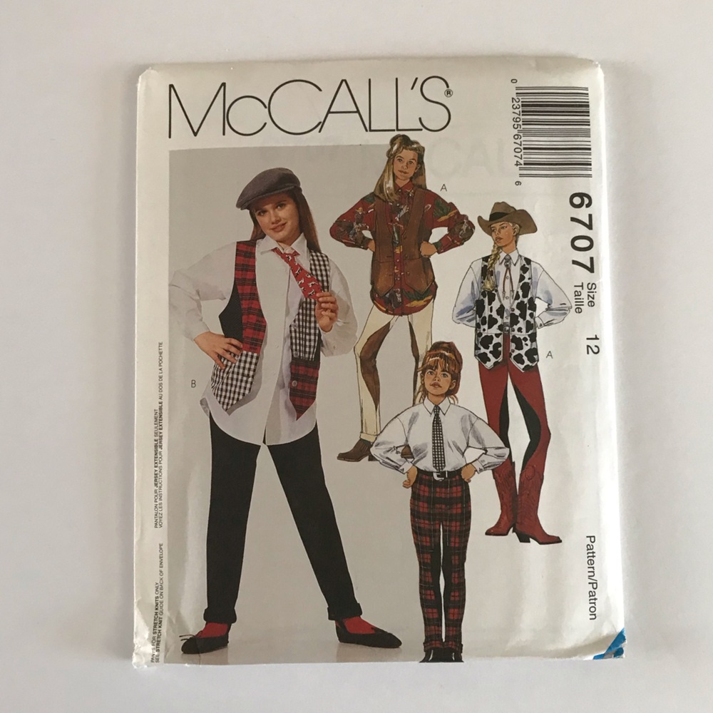 🧵3for12🧵 VTG McCall’s Pattern 6707 Child’s Vest Shirt Pants Tie